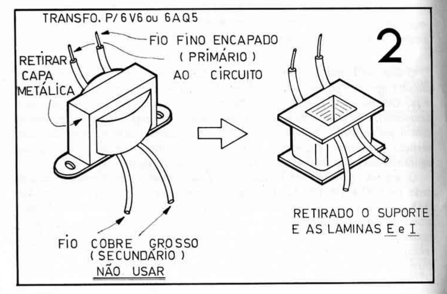 Grilo eletrônicio - detalhe do transformador desmontado